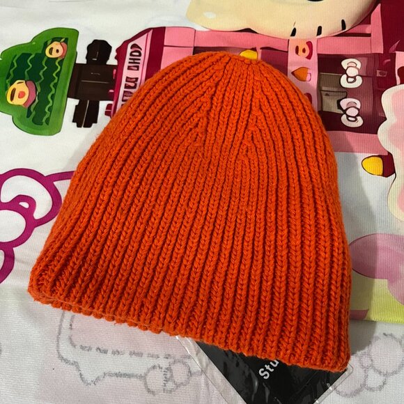 Acne Studios Orange Smiley Face Knit Beanie - Picture 7 of 7